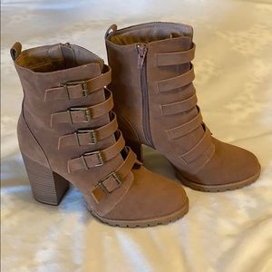 Cognac Buckle Booties